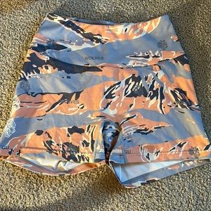 Darc Sport She Quad Wold Beau Shorts in Orange Wolf Tiger Camo